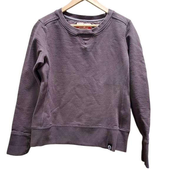 American Giant Heavy Weight Charcoal Grey Vintage Wash Sweatshirt Made In USA - Picture 2 of 12